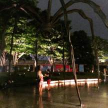 Frightened by the giant spider "Maman" in Roppongi Hills